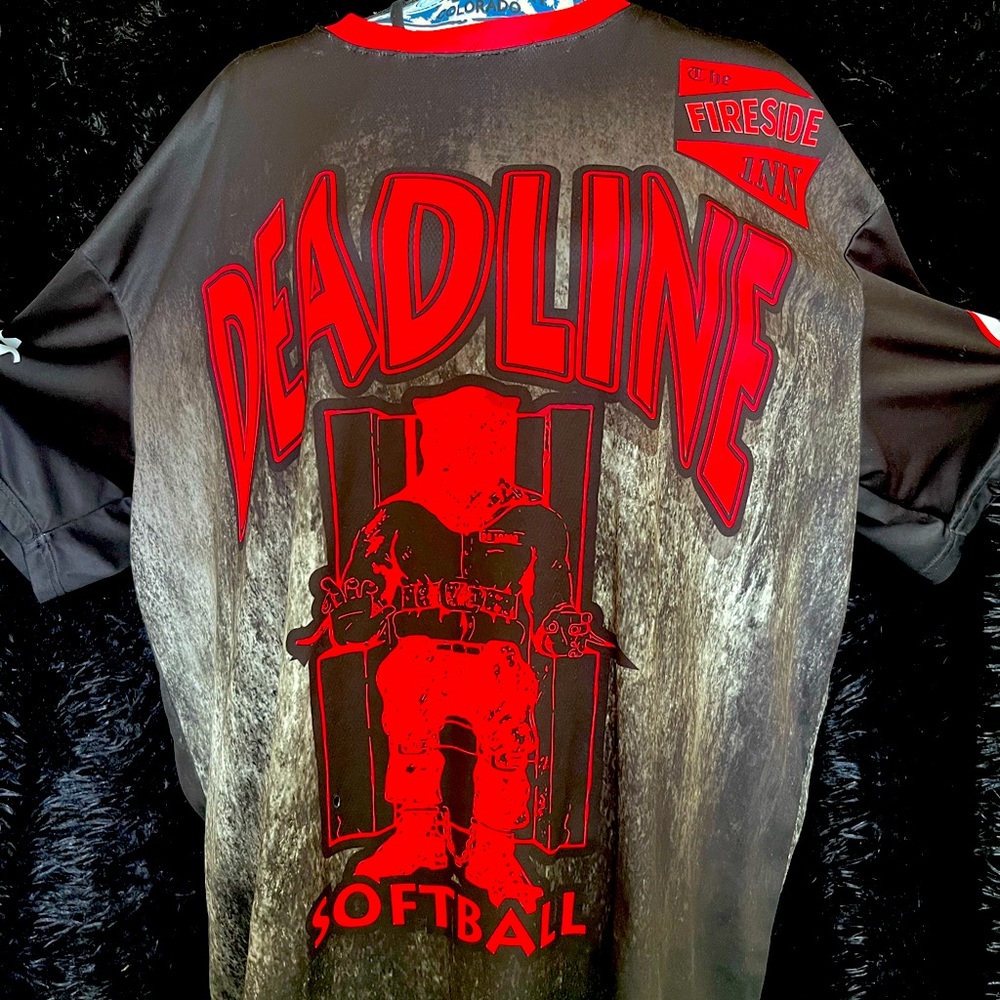 oversized softball jersey. Death row records image.